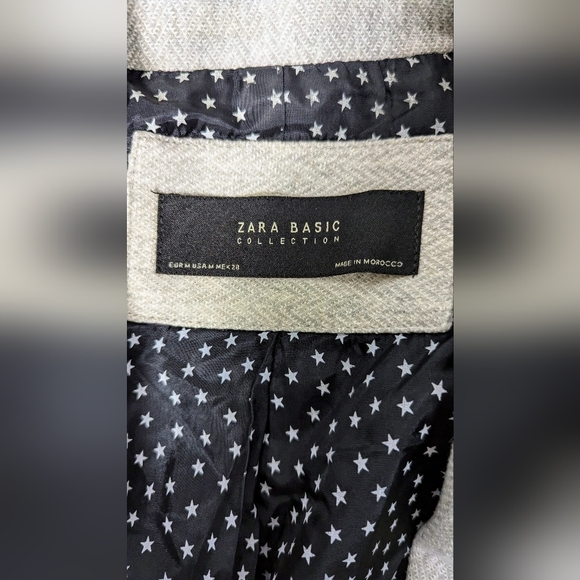 Zara Light Grey Cotton Jersey Blazer size Medium - Picture 7 of 8